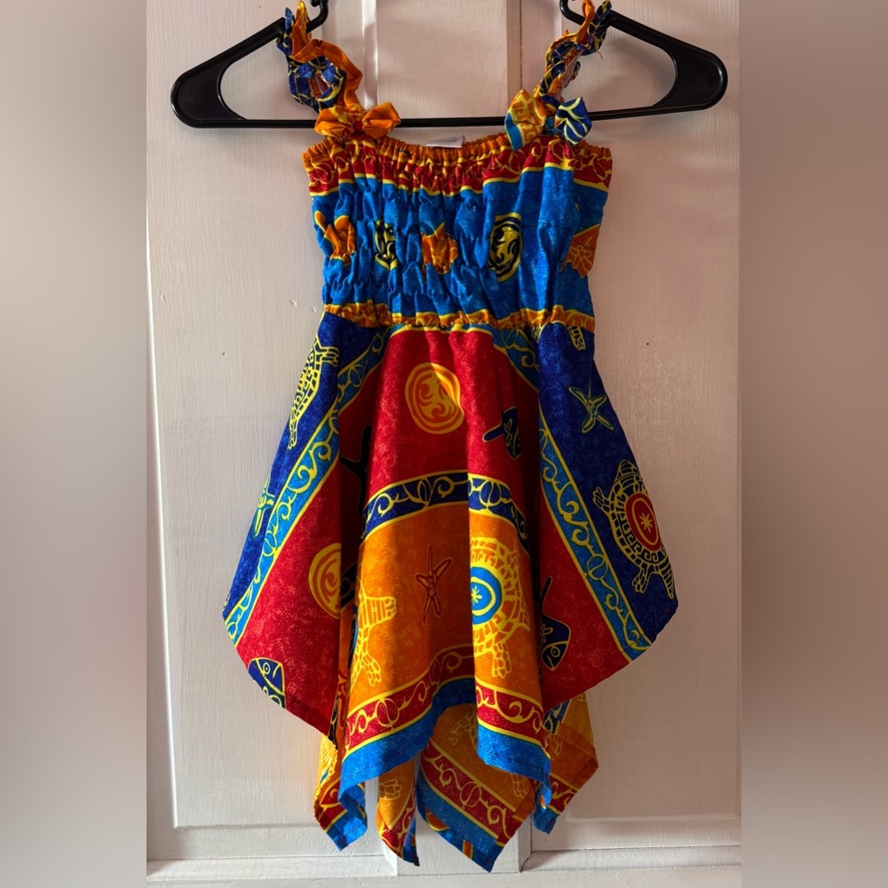 Rima Sam Kids Tropical Strapless Dress - Bright Orange, Red & Yellow